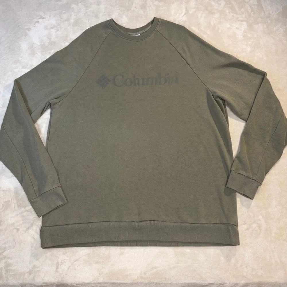 Columbia Mens XXL Olive Green Raglan Logo Crewneck Sweatshirt XM0891